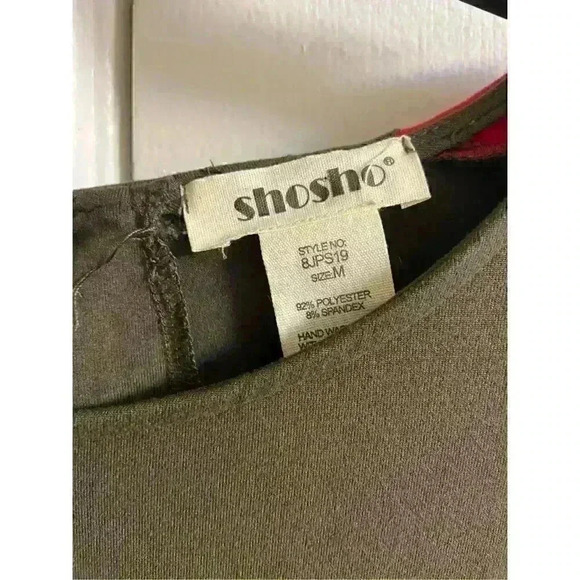 SHOSHO WOMEN'S Olive Green Shirt Sleeve Elastic Waist Jumpsuit, NWT, Medium. - Picture 5 of 5